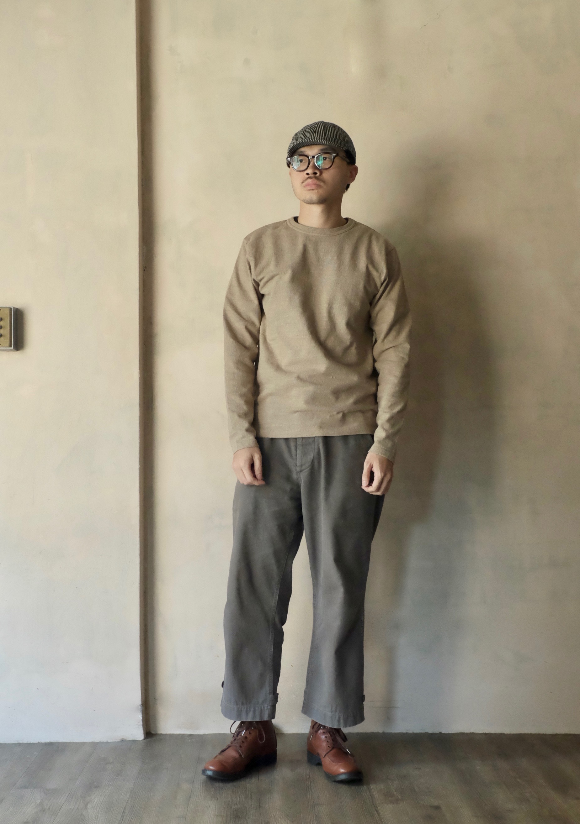 UES NO.8 SLUB NEP LONG SLEEVE T-SHIRT / SAND