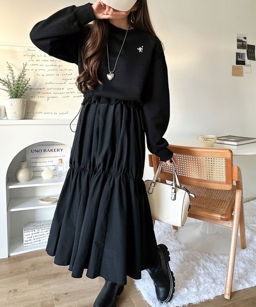 日本🇯🇵連線 Classical Elf 刺繡抽繩連身裙 刺繡 下擺抽繩 羊毛襯裡 長裙 連身裙 洋裝 3色(任買兩件711免運)/預購