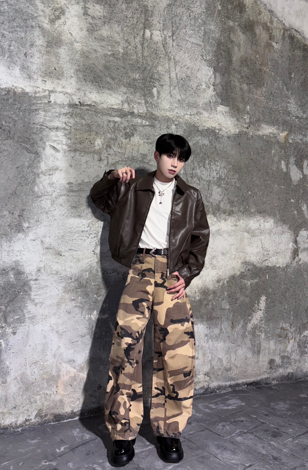 (GOAL) 美式雙腰設計迷彩工裝褲 小彎刀版型 ERHU 25033