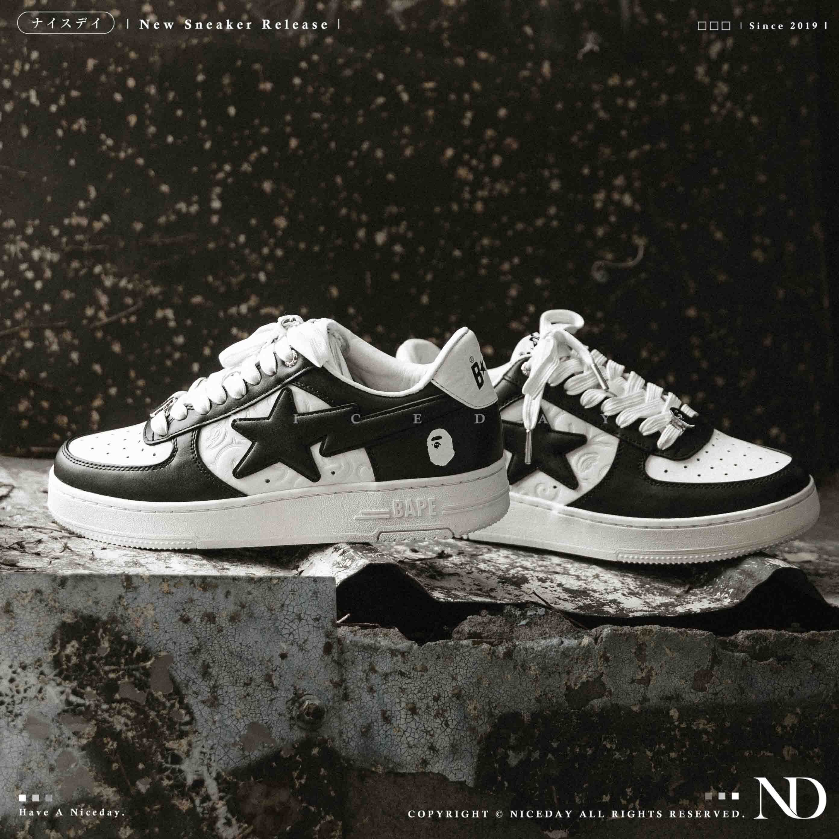 NICEDAY 代購 BAPE STA™ 復古 黑白 白黑 板鞋 猩猩 牛皮革 Force 男鞋 0ZXSHM191305O