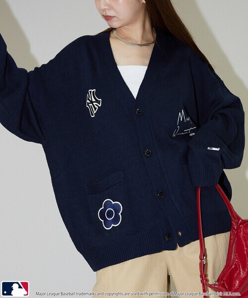 iSNEAKERS｜ [預購]日本限定 MLB × MARY QUANT 標誌貼片針織開襟衫