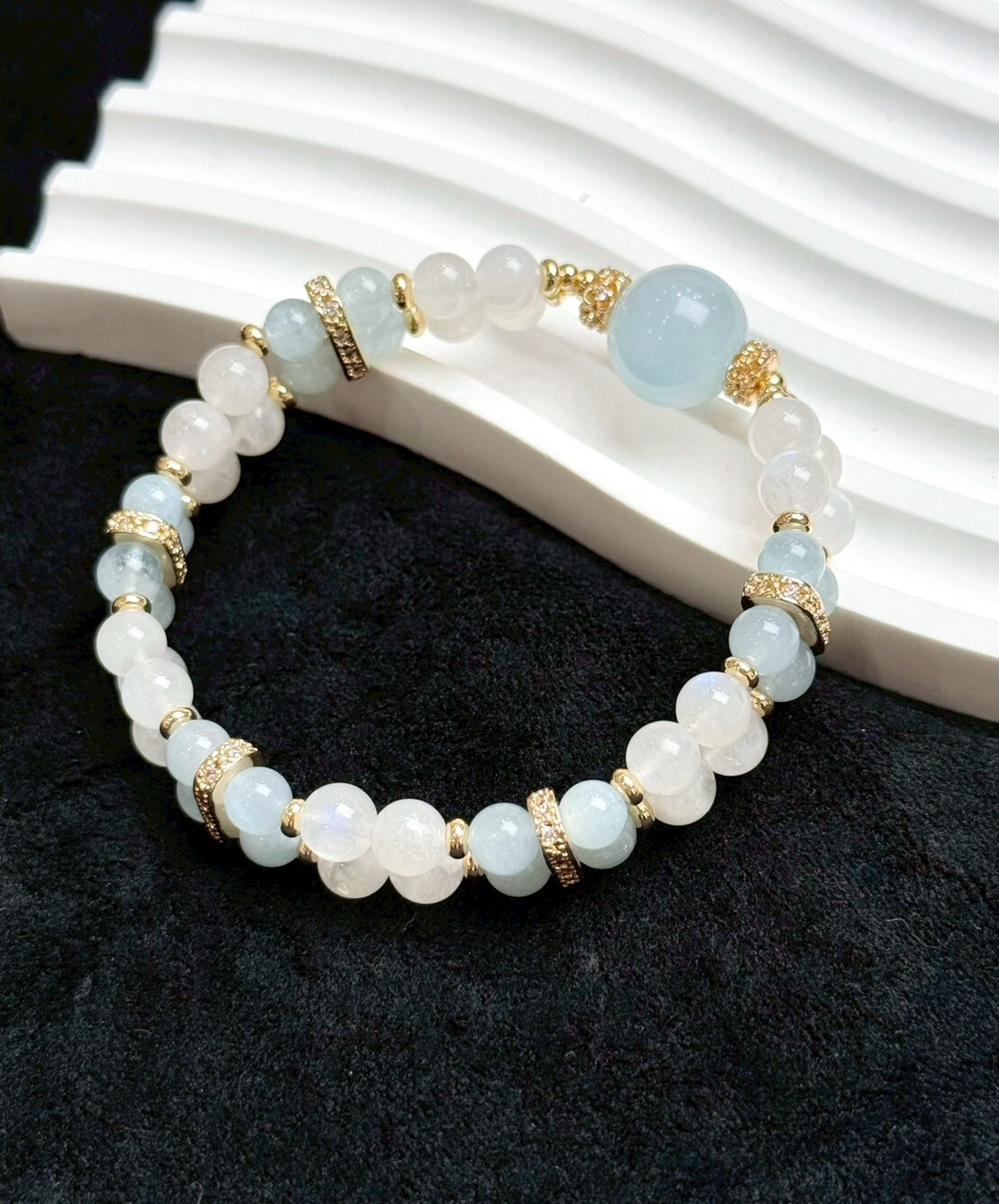 海藍寶/白月光水晶雙層手排