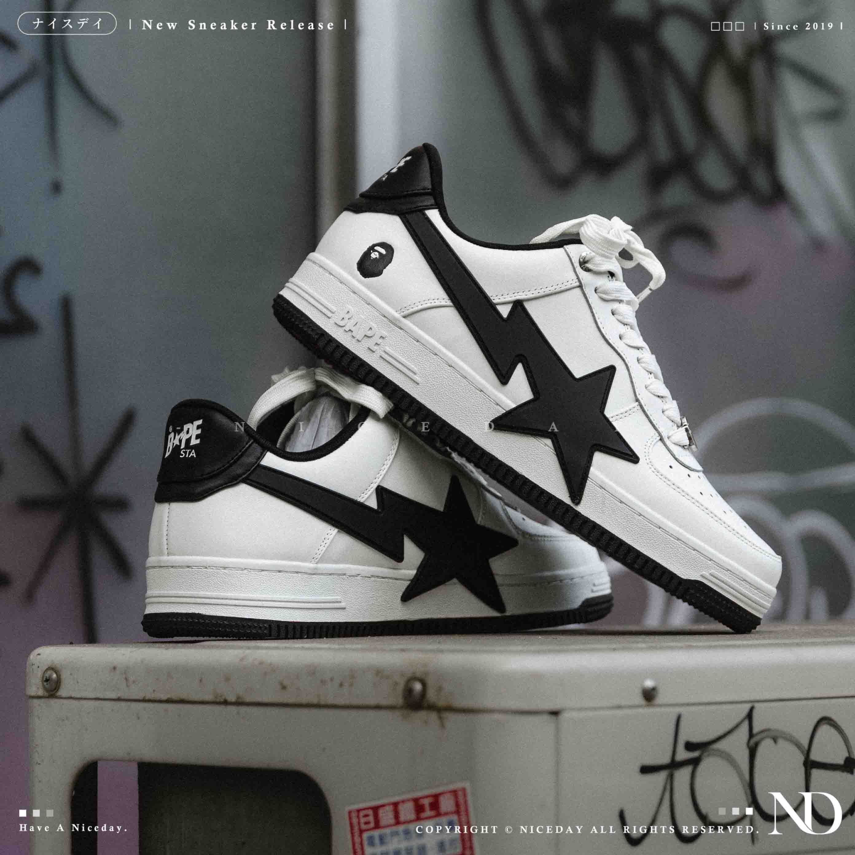 NICEDAY 代購 BAPE STA™ 復古 白黑 白 流星 板鞋 猩猩 Force 男鞋 0ZXSHMX91314M