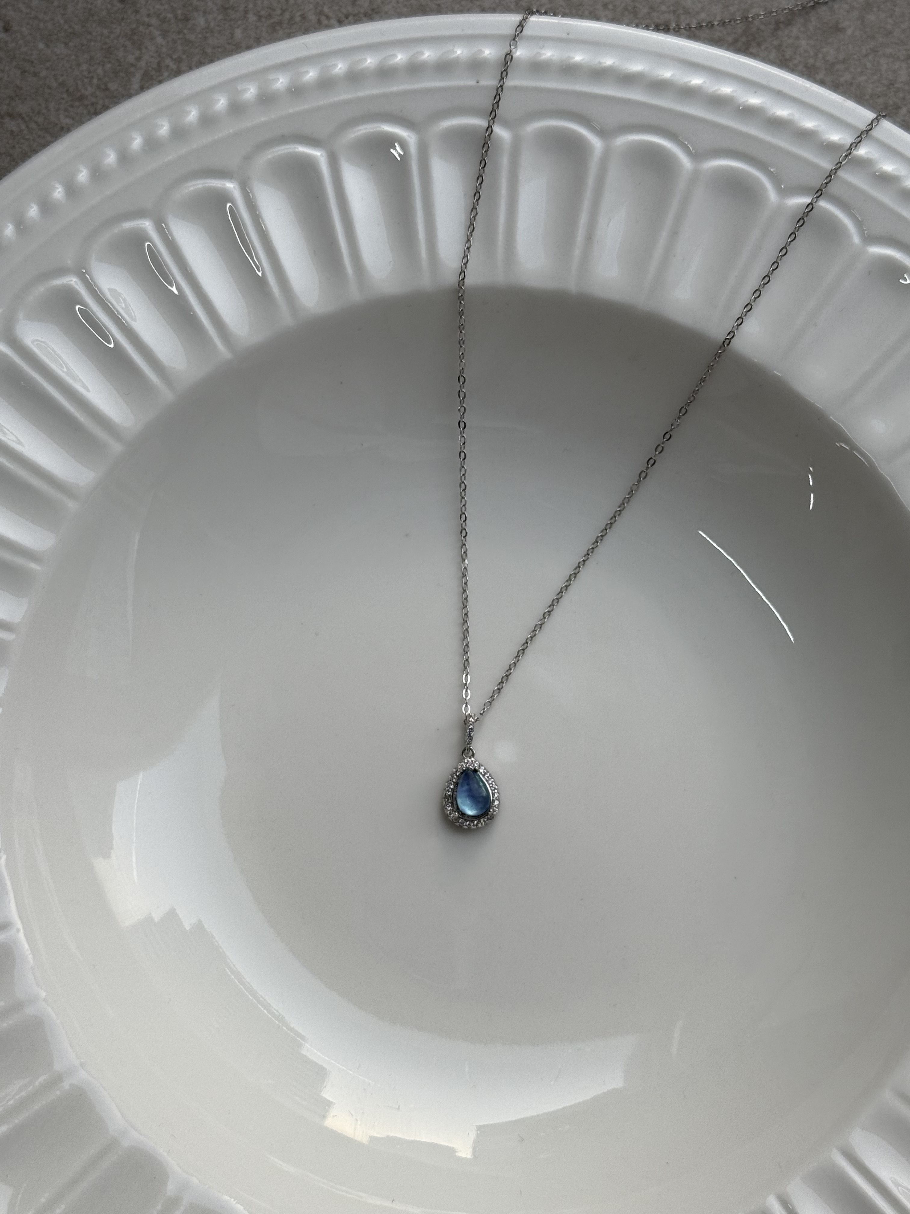 Soulmira｜人魚眼淚🧜🏻‍♀️天然海藍寶水滴純銀項鍊（925銀）