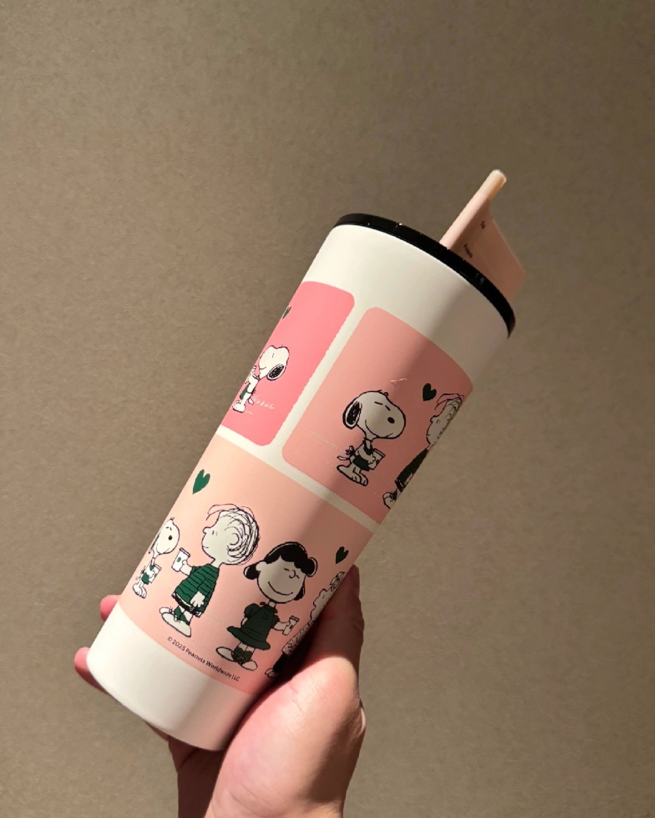 代購-Starbucks星巴克 X SNOOPY 聯名款 保溫杯 友誼不鏽鋼TOGO冷水杯 白粉色 710ml