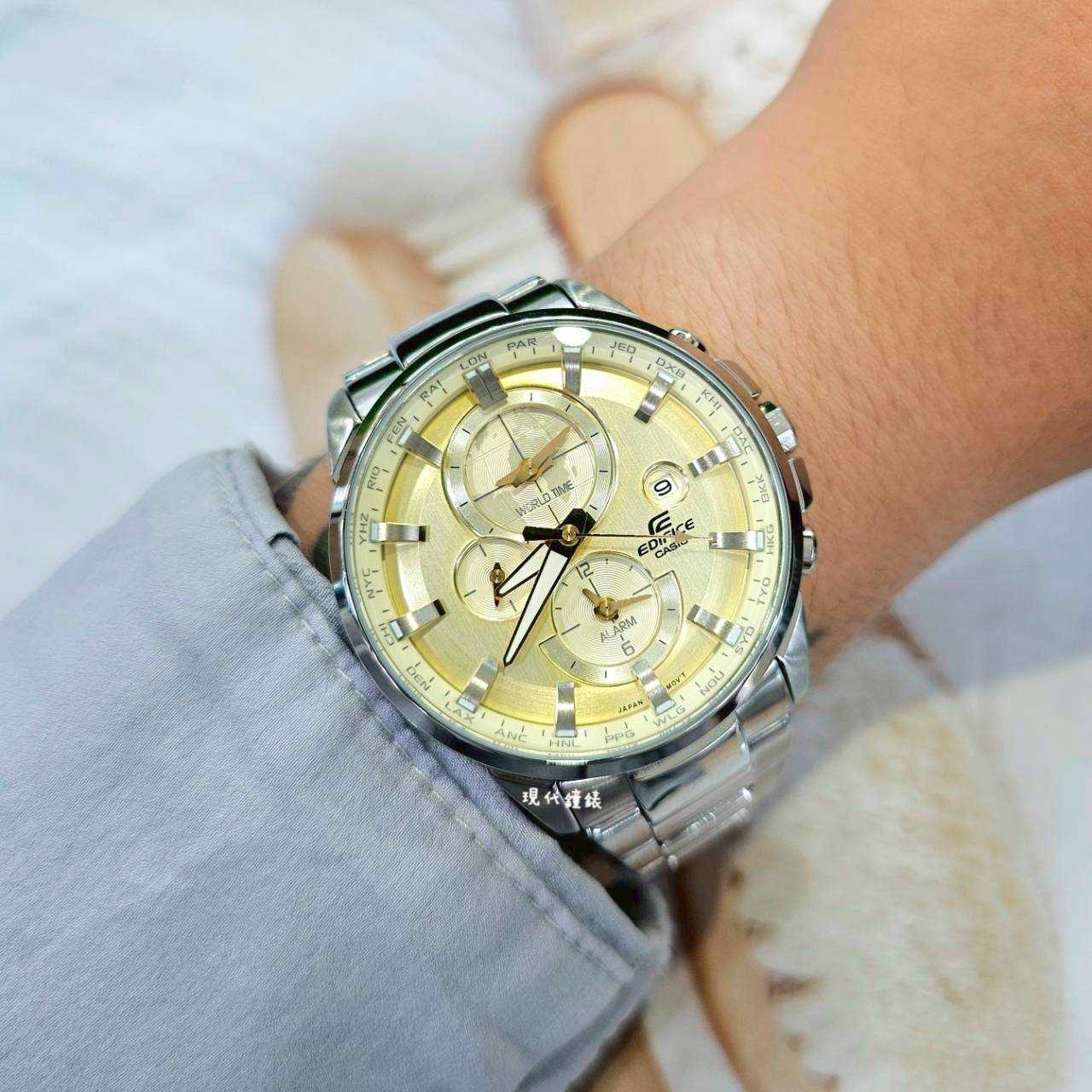 【 EDIFICE】世界之旅-時光流沙 ETD-310D-9A 43mm 現代鐘錶