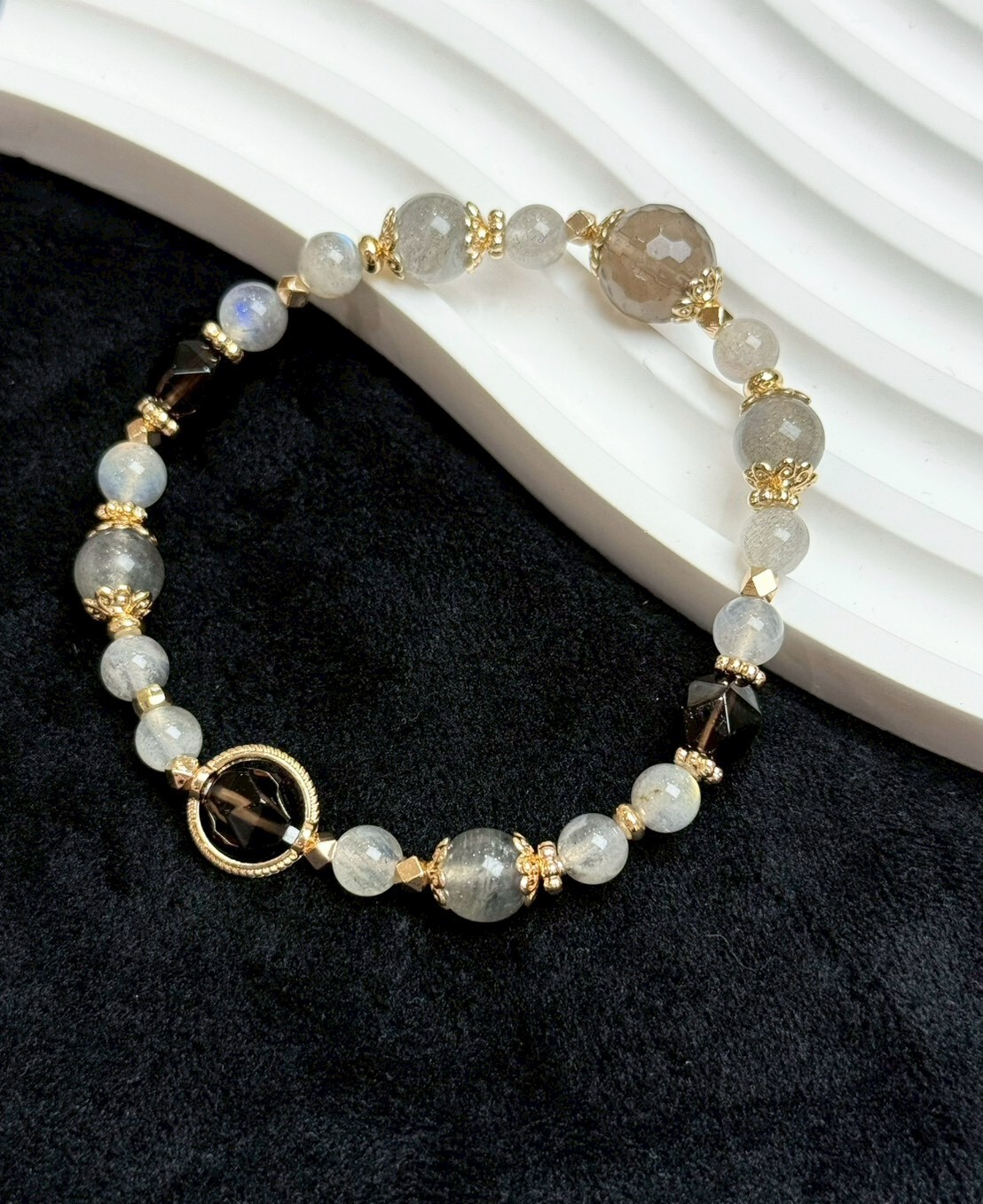 茶晶/灰月光水晶手鍊