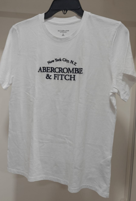 [S] A&F EMBROIDERED LOGO TEE TOP,LIGHT BROWN, 175-123-0169-045 [FINAL SALE] (SAF65)