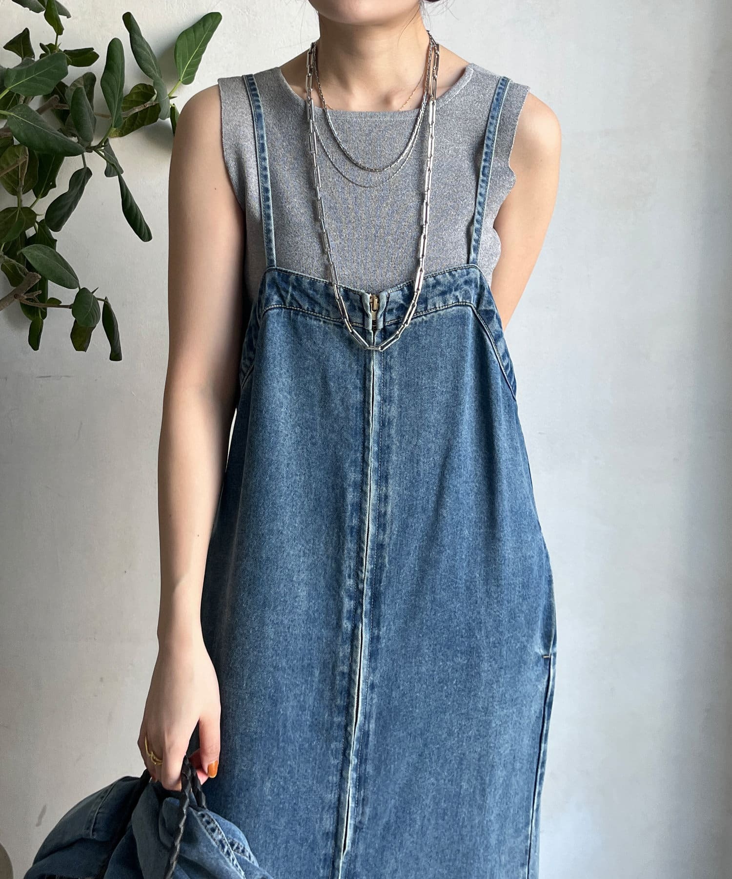 DOUDOU(ドゥドゥ)  前後2WAYラメニットタンク灰（DDZ1051105A0023）