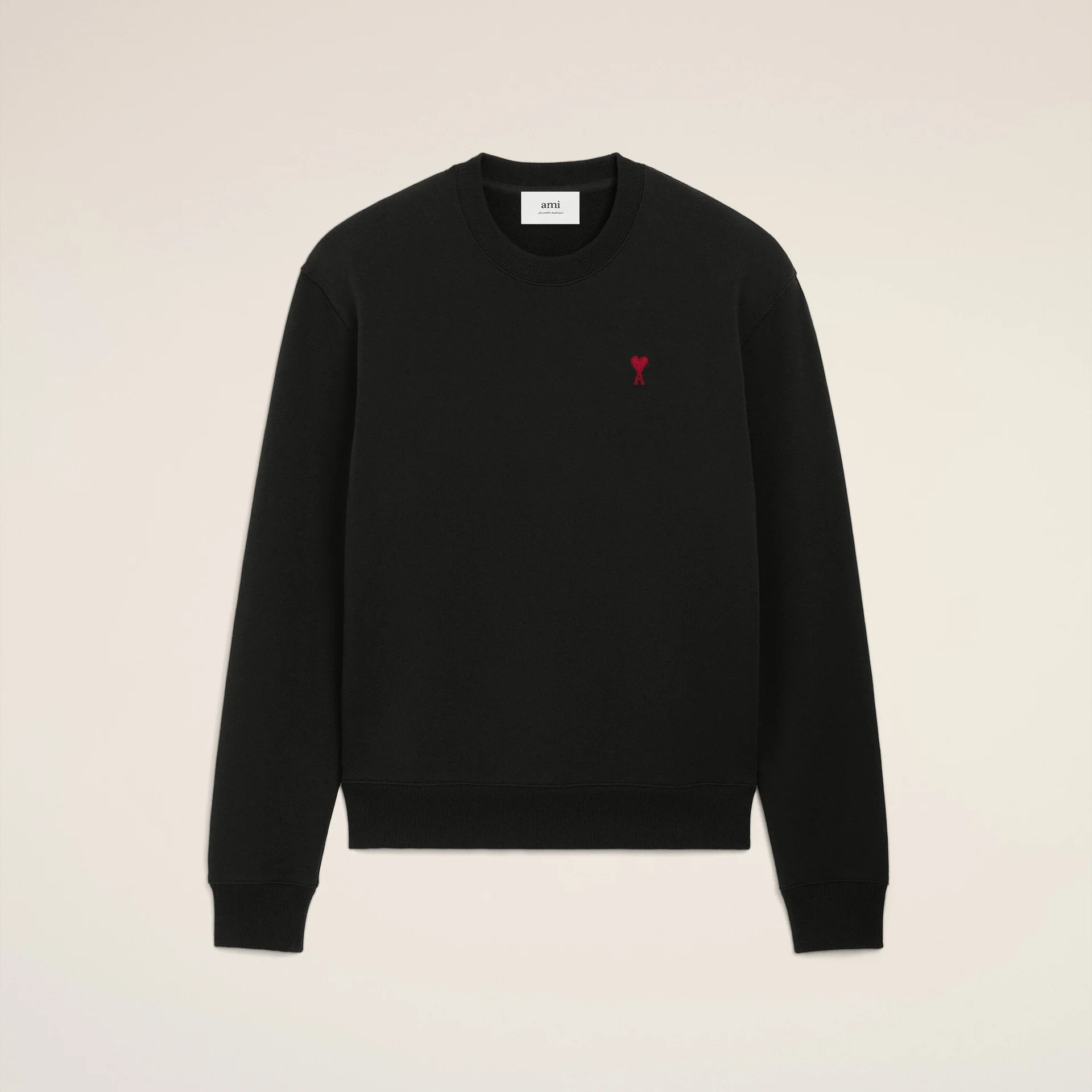 1LN0902-169 AMI Cotton Ami de Coeur Sweatshirt Black #BFUSW035.730.001 (C-EU-E)