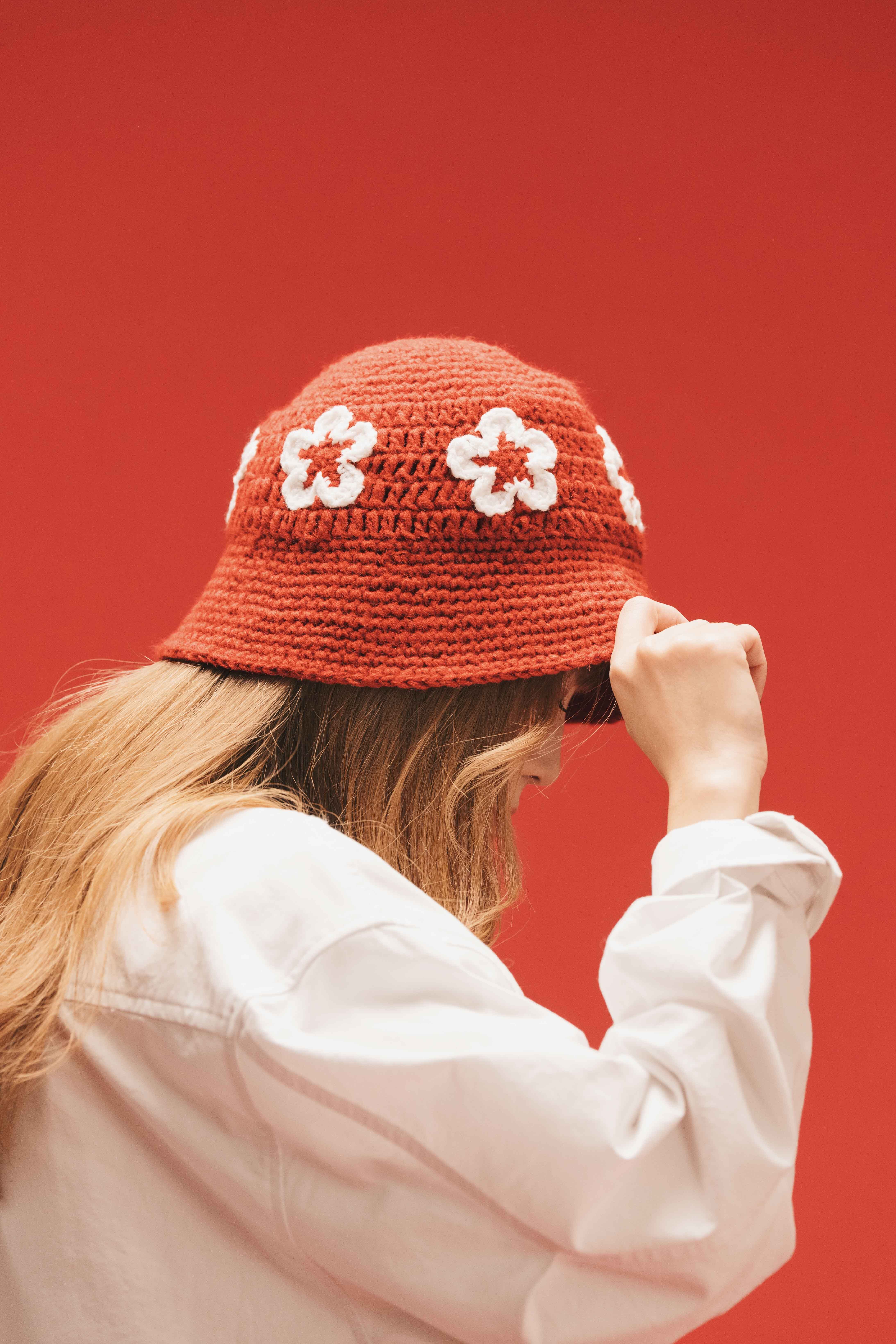 HANA Knitted Bucket Hat | Red | Hong Kong Original Design
