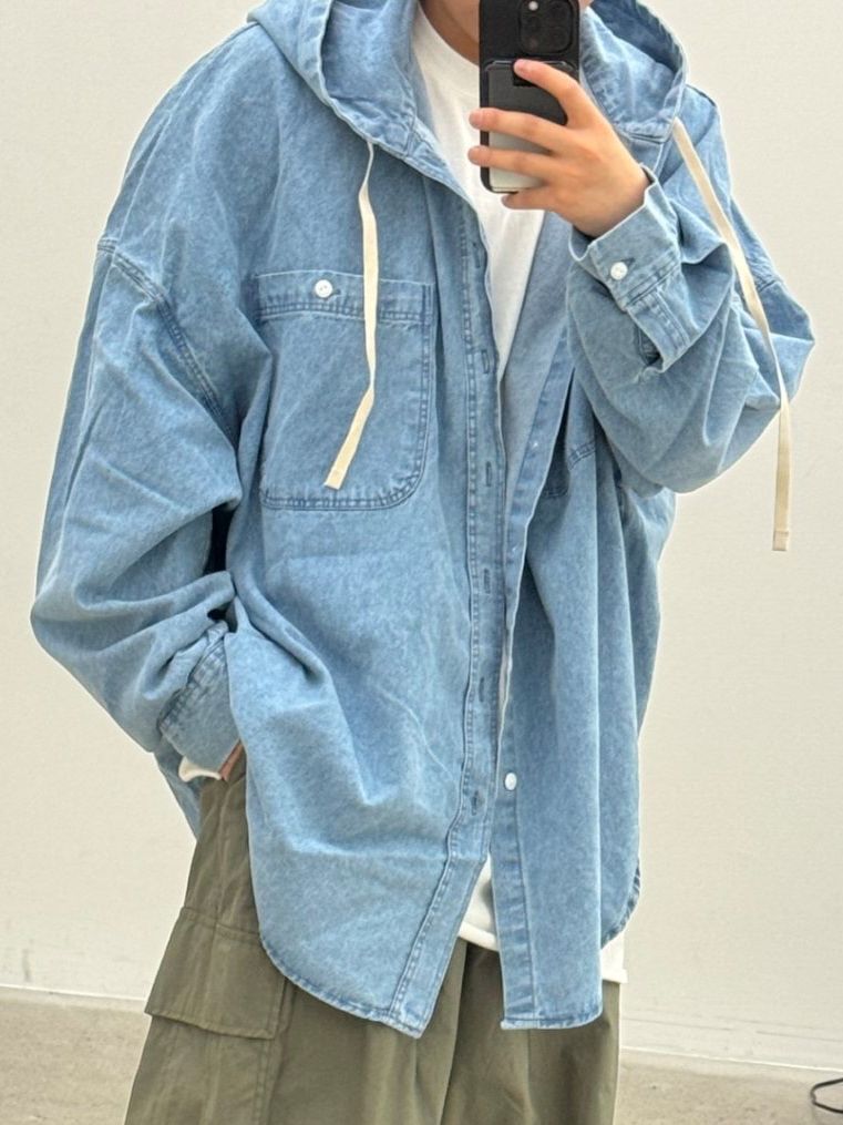 洗水淨色連帽長袖牛仔恤衫 FARMERS-101JK