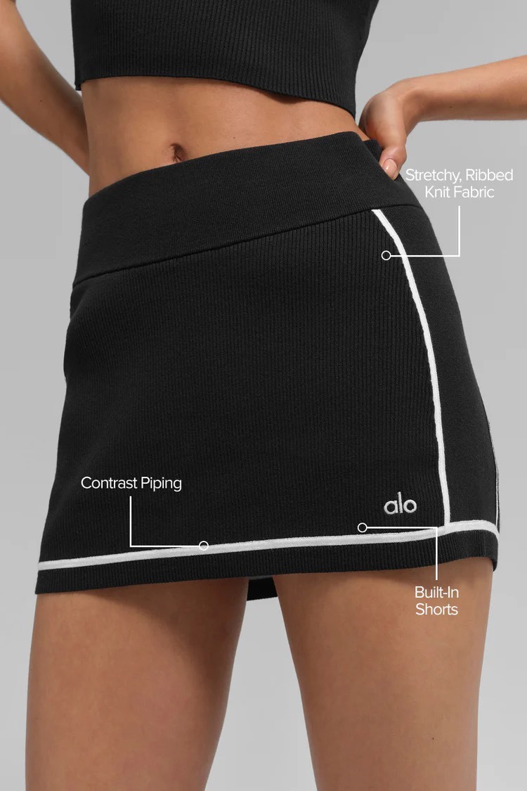 alo ｜classics 經典款 羅紋毛衣針織高筒 迷你裙