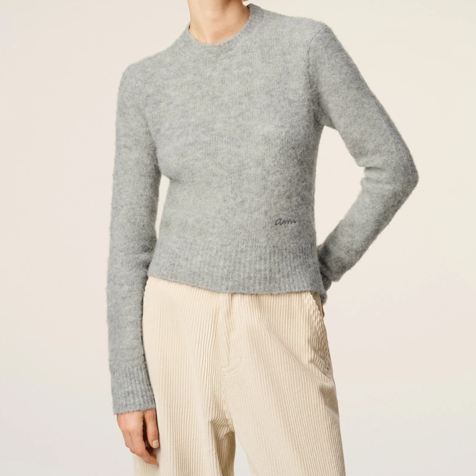 1FF1006-054 AMI Alpaca Ami Crewneck Sweater Grey #H25HKS824.KN0021.050H25 (C-EU-E)