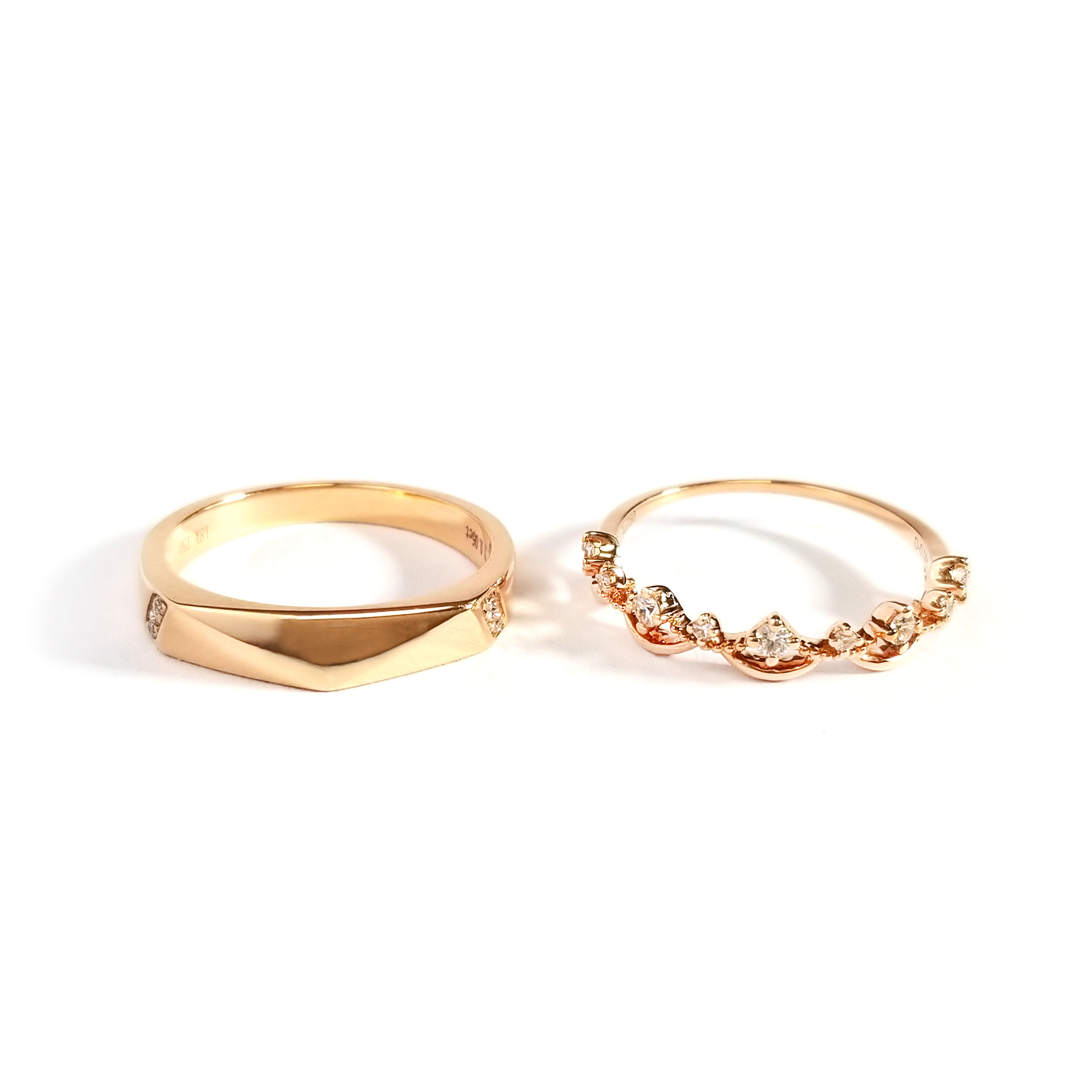 18K玫瑰金天然鑽石結婚戒指