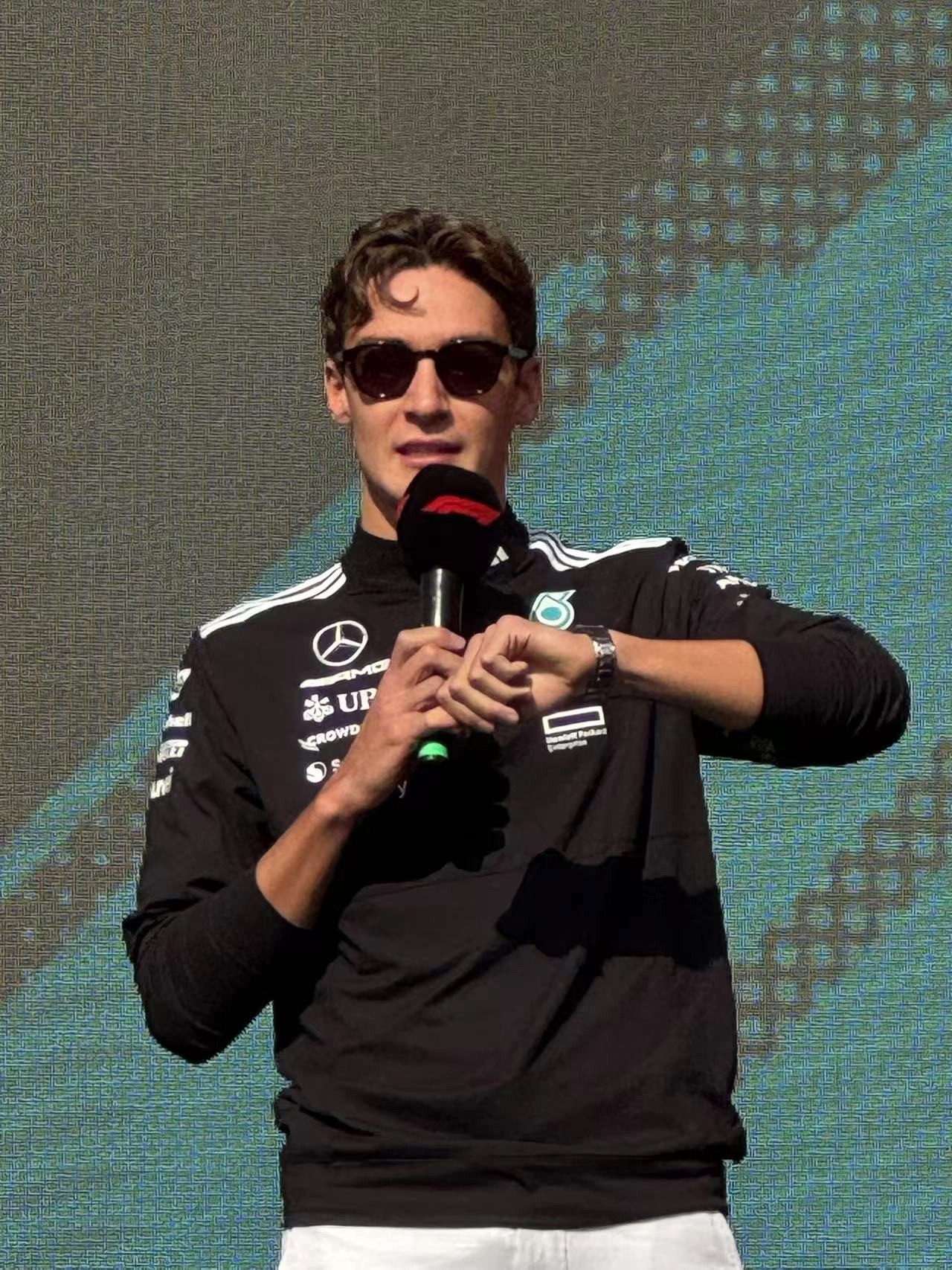 代購-Adidas X Mercedes Benz AMG F1 1/4 Zip 賽車 聯名款 拉鍊 半開襟 長袖 黑