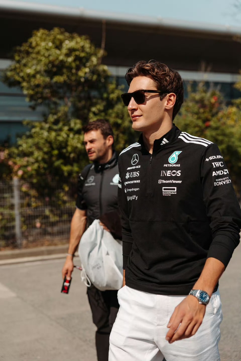 代購-Adidas X Mercedes Benz AMG F1 1/4 Zip 賽車 聯名款 拉鍊 半開襟 長袖 黑