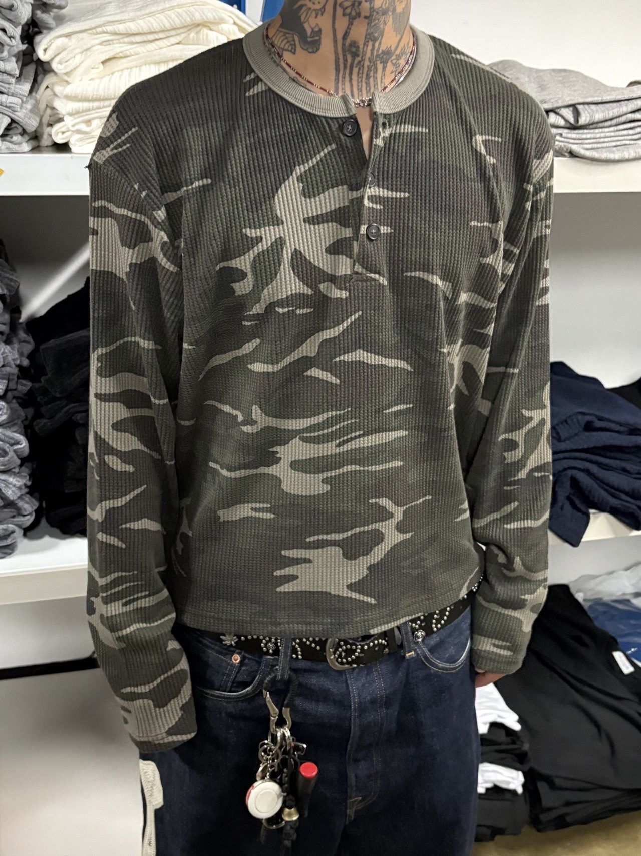 迷彩半閞胸Boxy長袖衫  SCOPE-125T