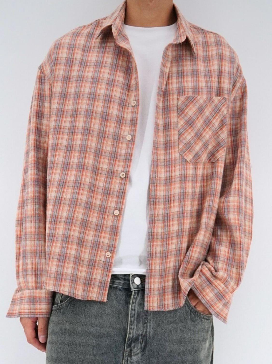 格仔長袖恤衫 S2448