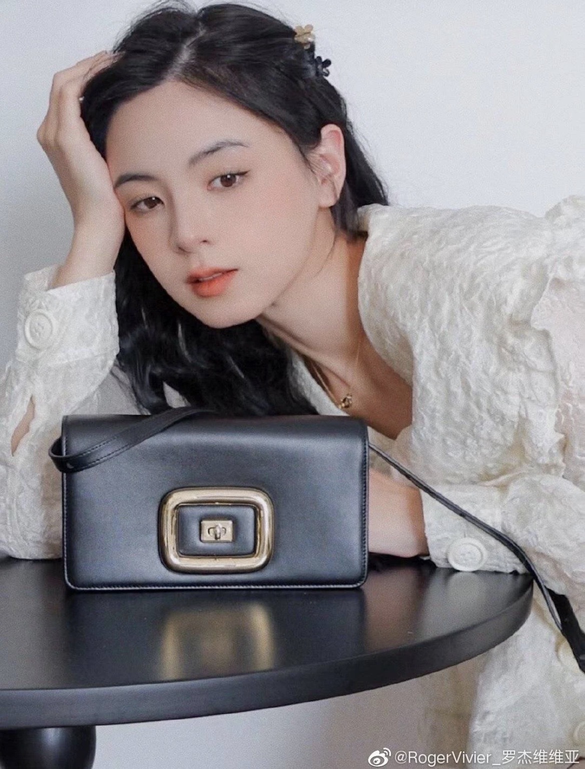 Roger Vivier RV viv choc leather mini bag Black