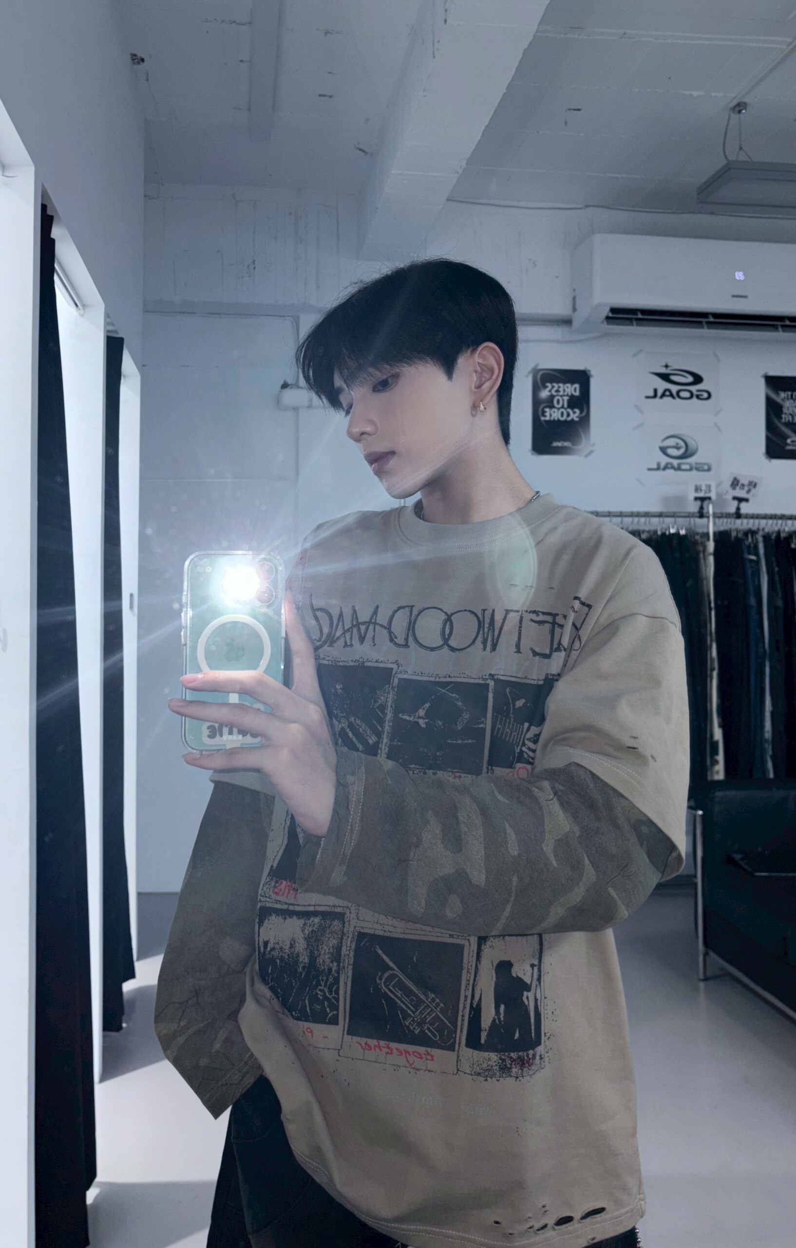 (GOAL)美式拼接假兩件迷彩長袖 淺22548C25