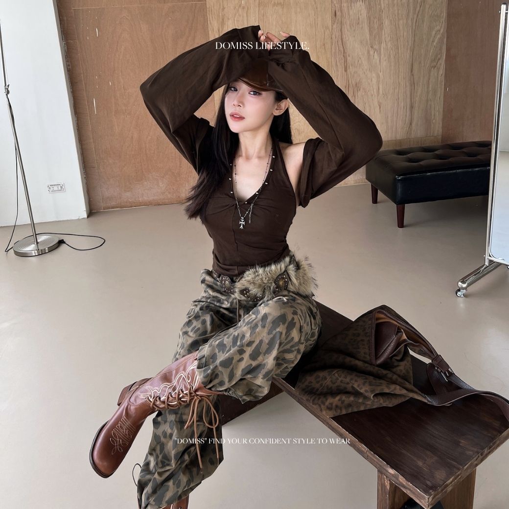 【波希米辣妹】DOMISS性感削肩領背心+外罩兩件套 Y2K (現貨)