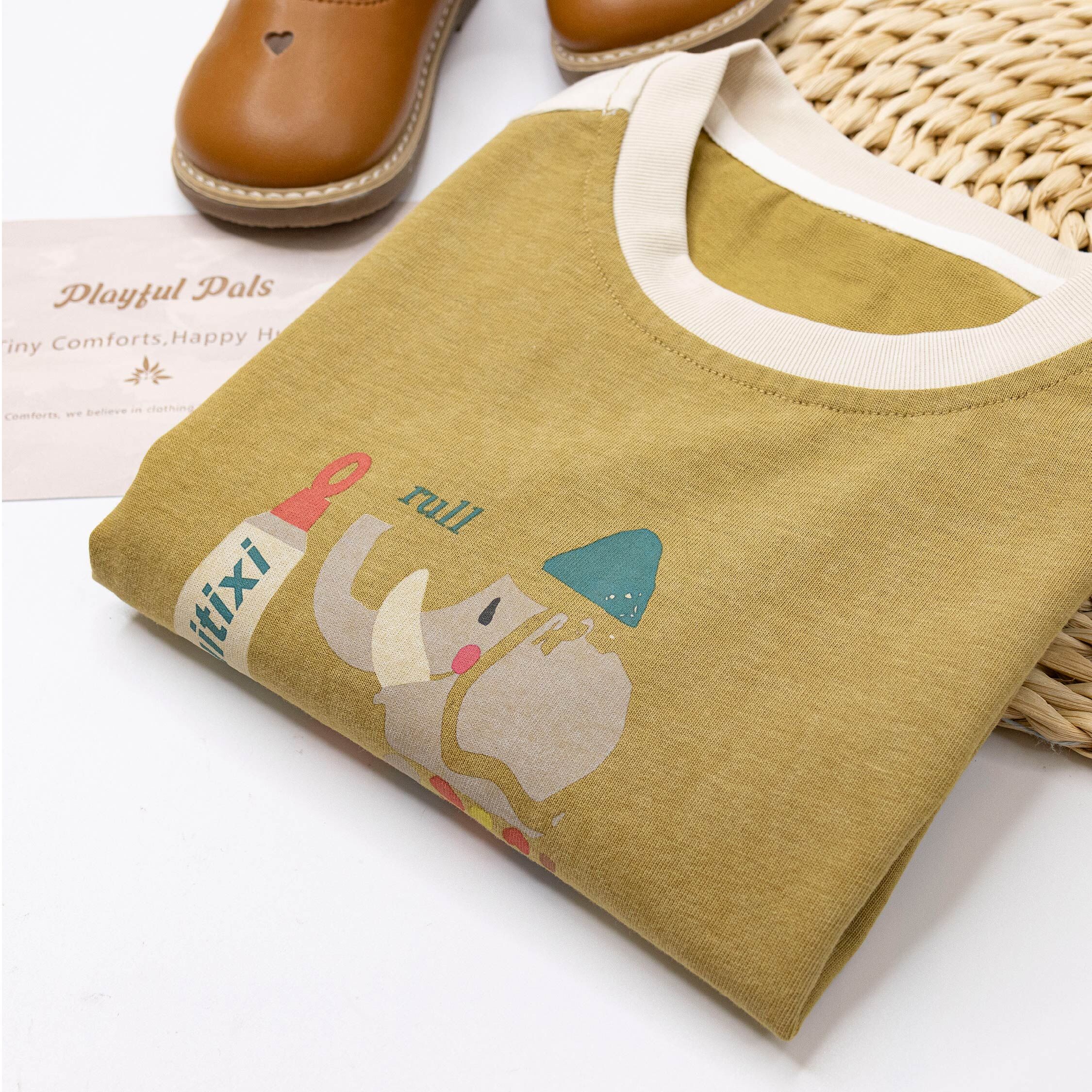 【H55373】幾何藝術刷牙大象上衣