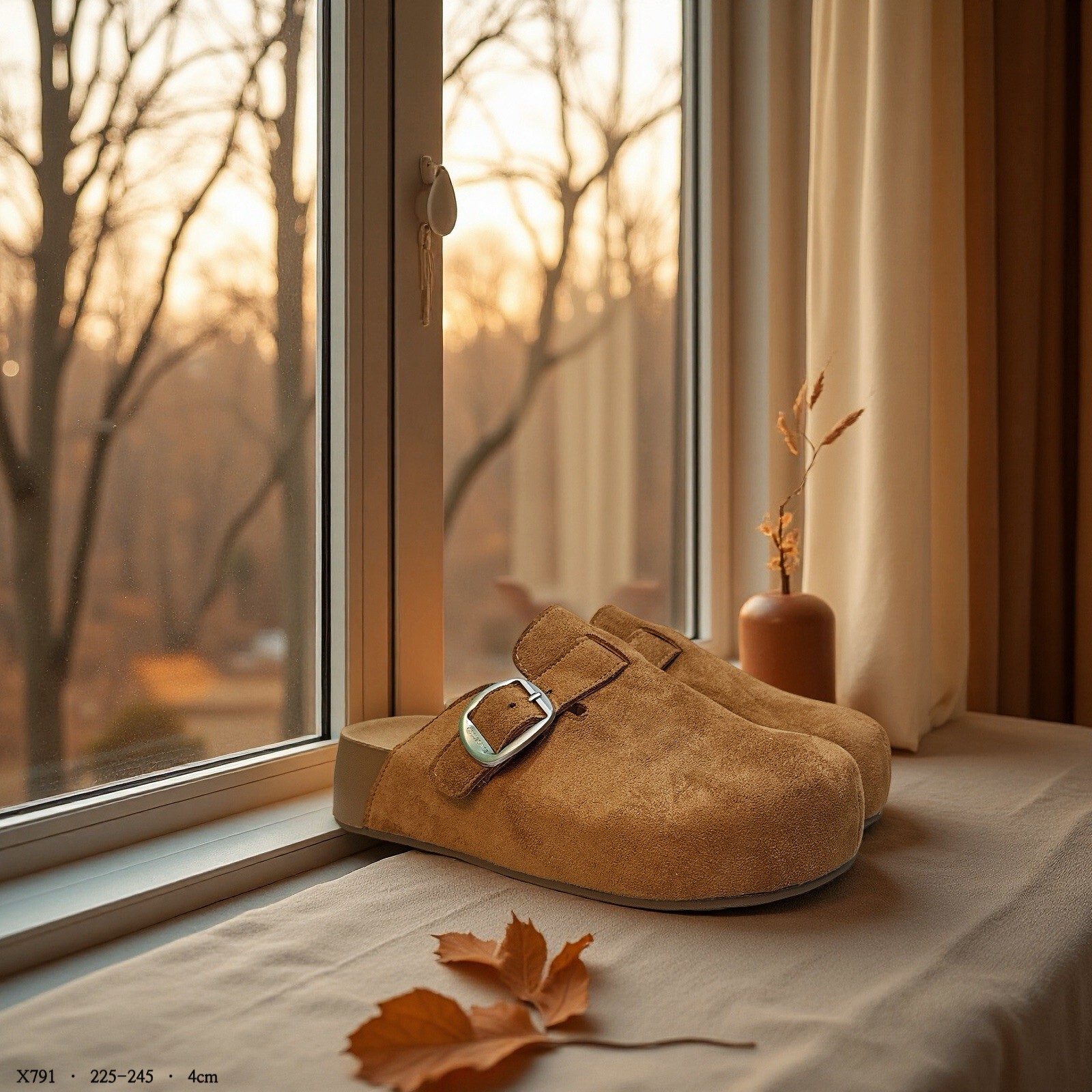 X791韓國霧絨厚底勃肯拖鞋