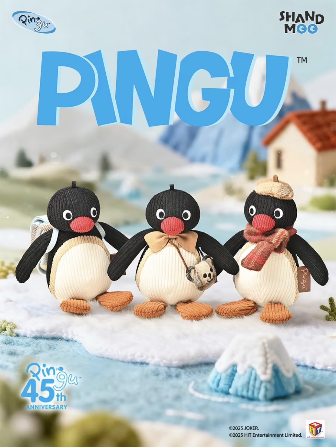 PINGU 企鵝家族 45週年 復古燈芯絨吊飾