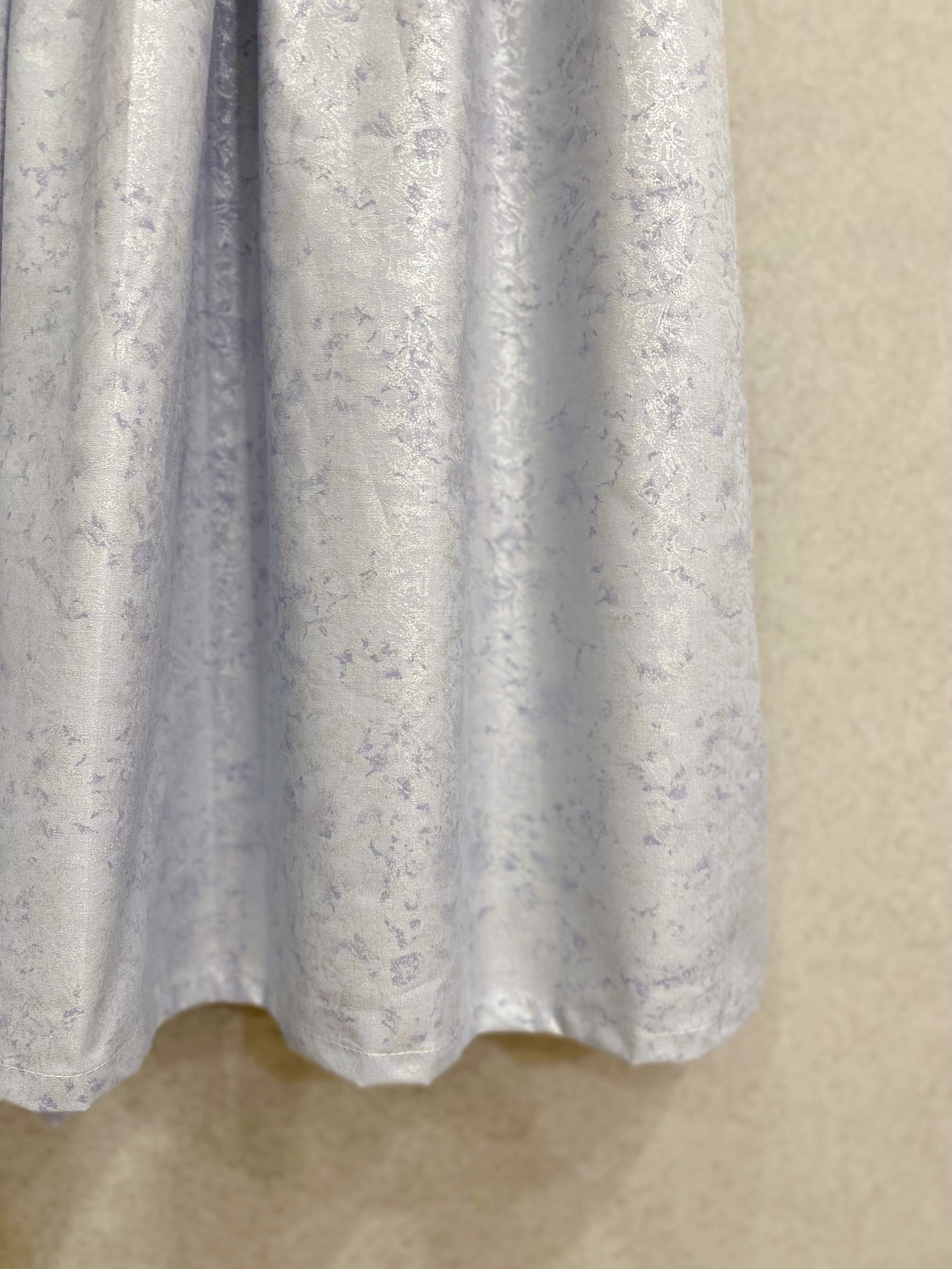 灰紫冰晶 法式收腰短袖長洋裝