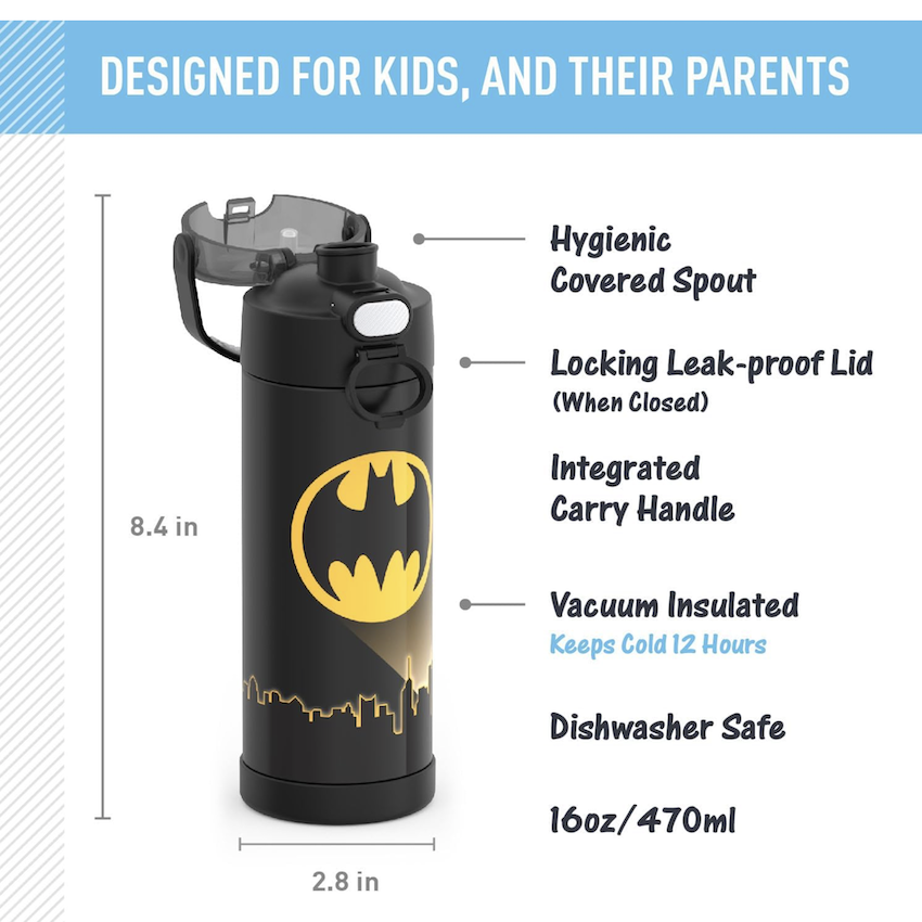 美國 Thermos 不鏽鋼真空兒童保溫直飲水壺 - Batman
