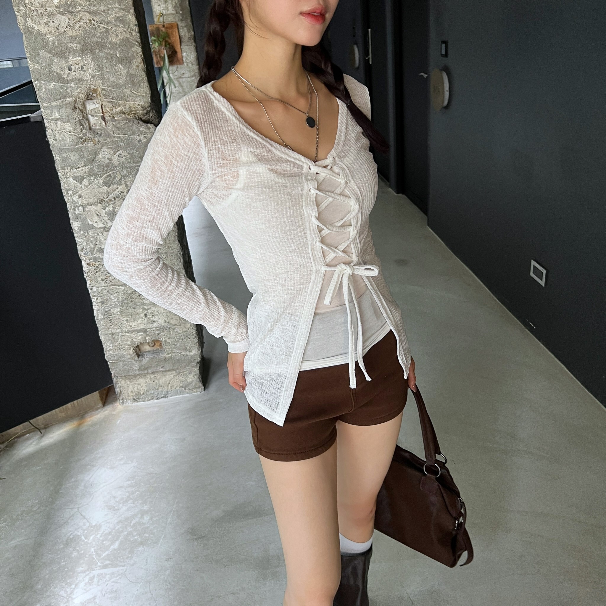 ISA_Korea-一件換季! 疊穿款針織馬甲綁帶上衣_59040