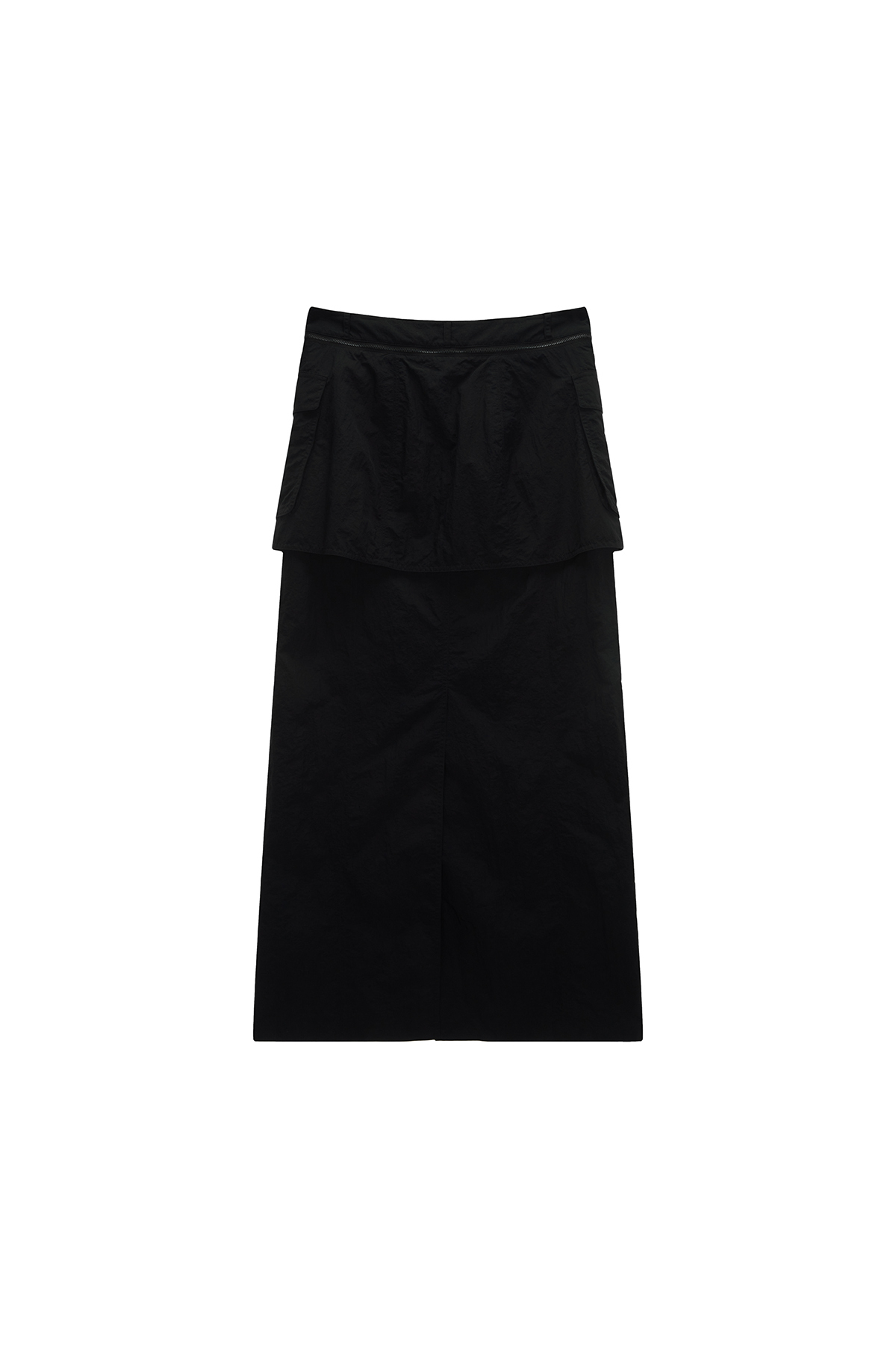 口袋造型層次感長裙 黑色