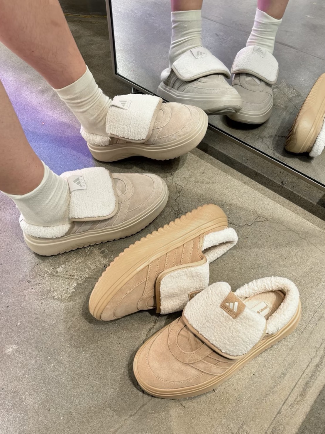 ADIDAS GRAND COURT MULE 毛毛拖 翻蓋鞋舌 穆勒鞋