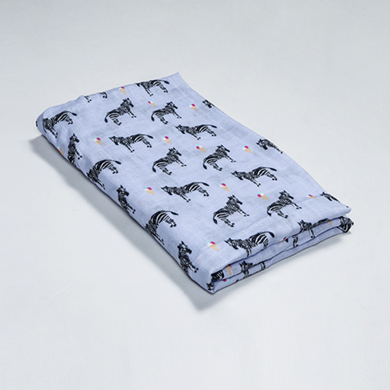 Organic B 有機棉包巾-斑馬與冰淇淋旅行