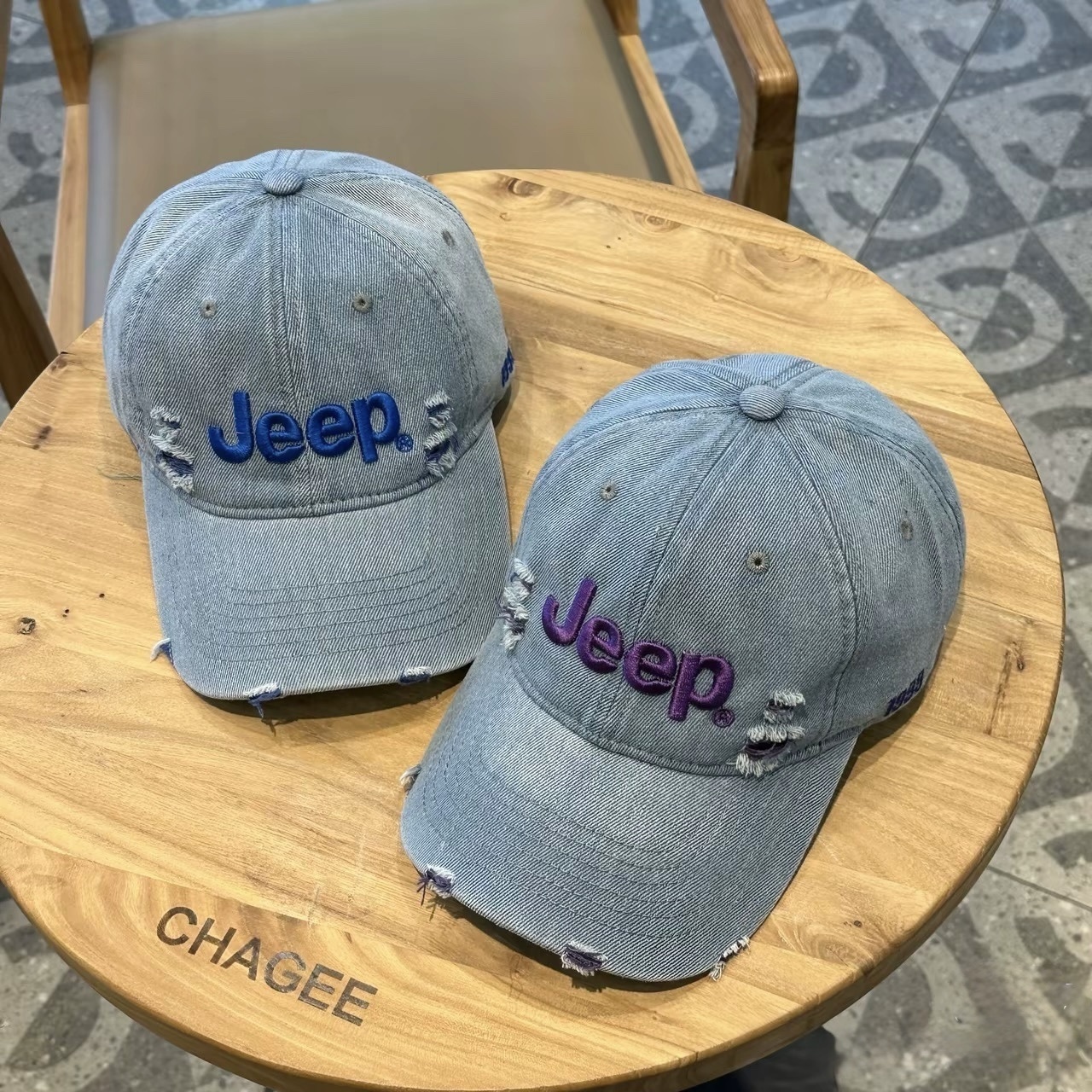 Jeep 吉普 立體刺繡 單寧仿舊復古刷破設計 可調節後扣 牛仔帽 棒球帽 遮陽帽 小臉帽 老帽 6種配色