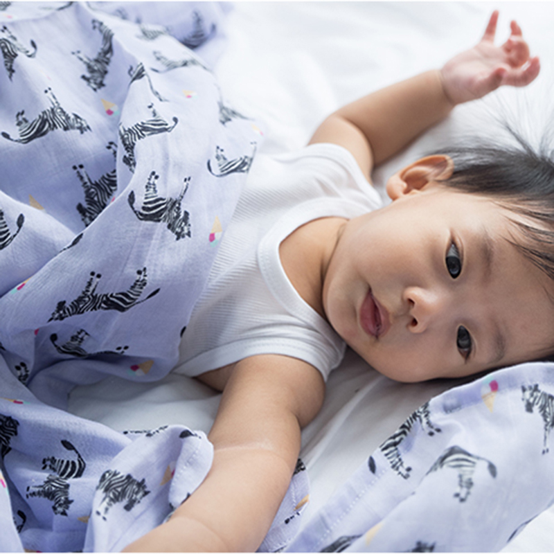 Organic B 有機棉包巾-斑馬與冰淇淋旅行