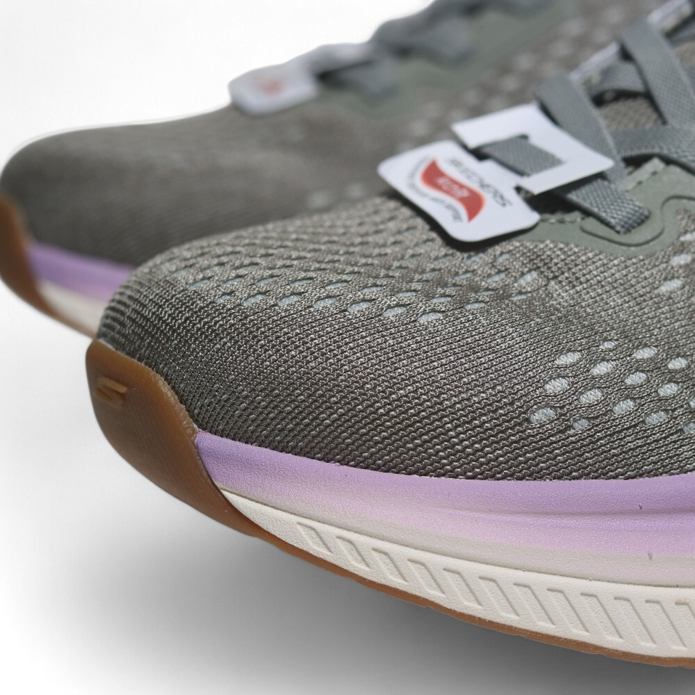 SKECHERS 健走鞋 MAX CUSHIONING 灰粉 寬楦 足弓 免鞋帶 女 125581WSAGE