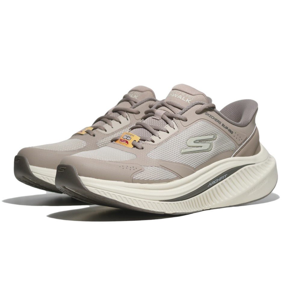 SKECHERS 健走鞋 MAX CUSHIONING 奶茶棕 足弓 瞬穿 男 216351TPE