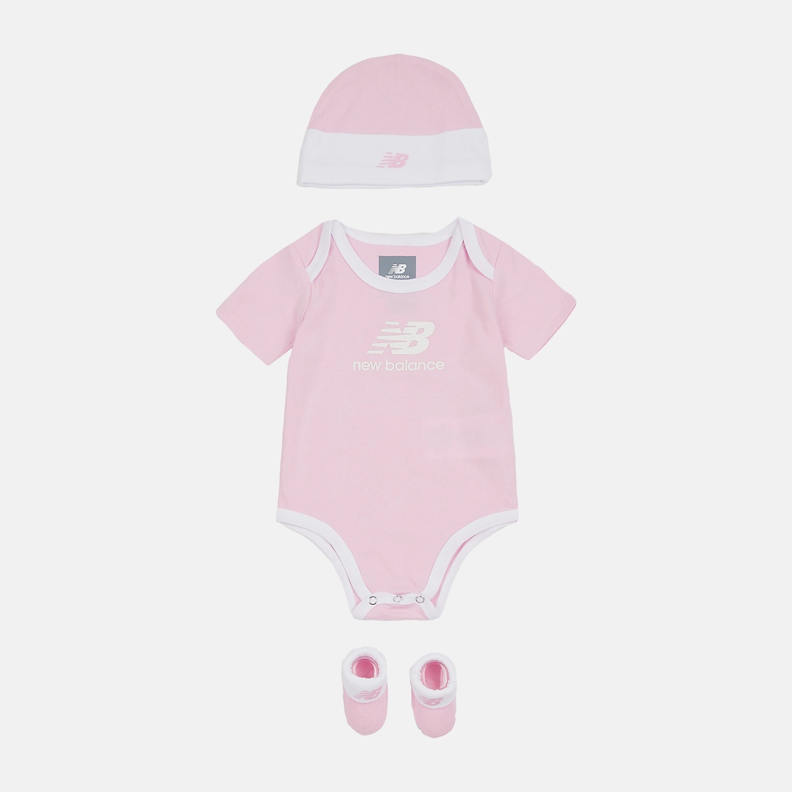 NEW BALANCE 包屁衣套組 粉色 學步鞋 帽子 0-6個月 LAKB0106LLS