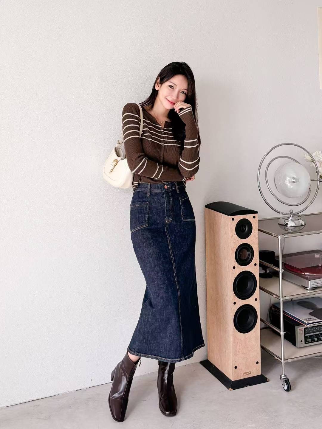 2504深藍牛仔長裙