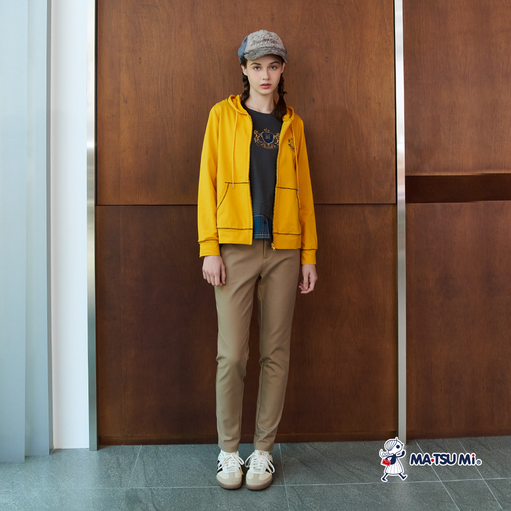 MA‧TSU Mi 經典學院風拼格紋徽章刺繡設計純棉長袖上衣(水藍.深灰)