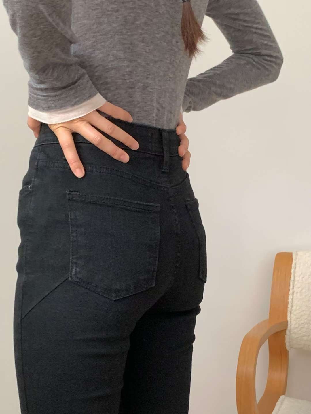 609-1黑色牛仔長褲