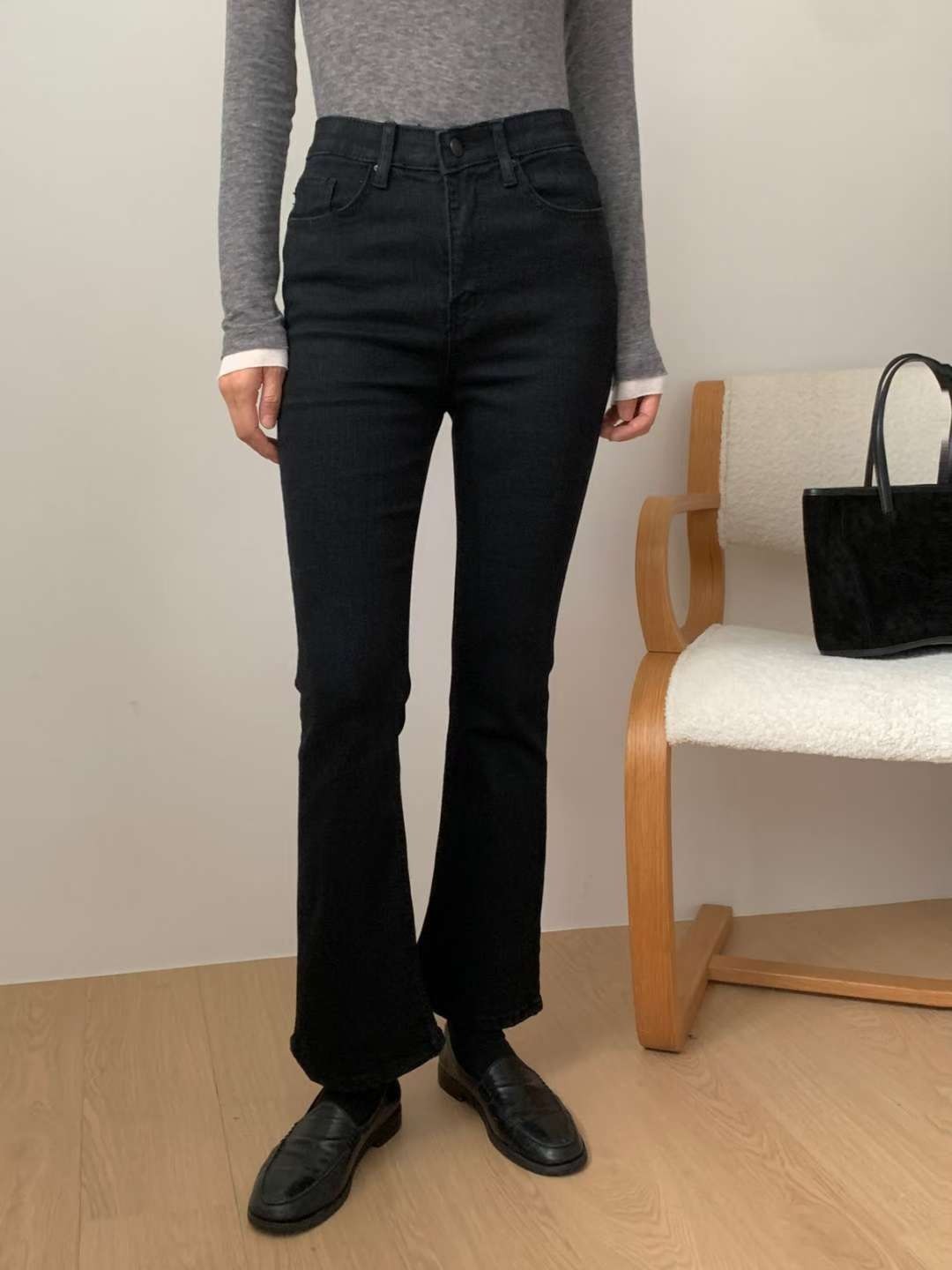 609-1黑色牛仔長褲