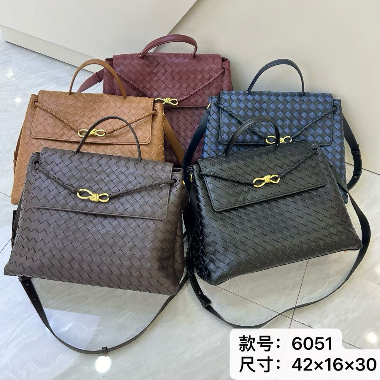 【6051-超大號真皮編織托特包】