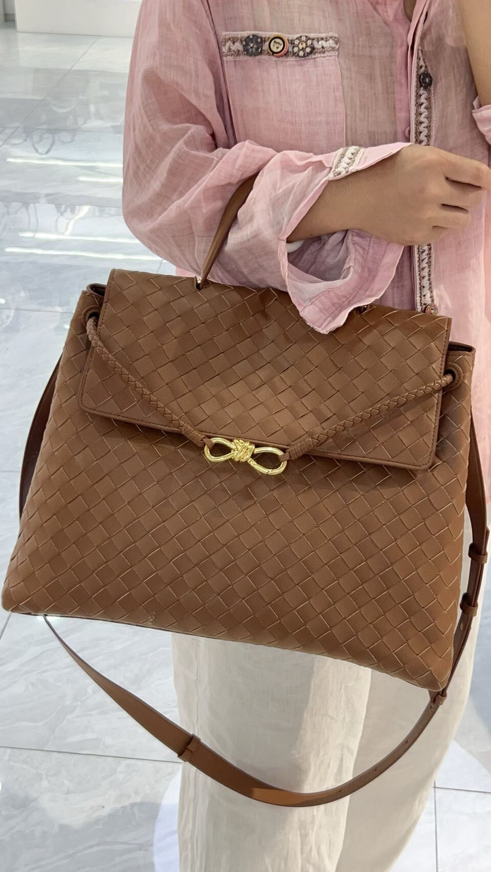 【6051-超大號真皮編織托特包】