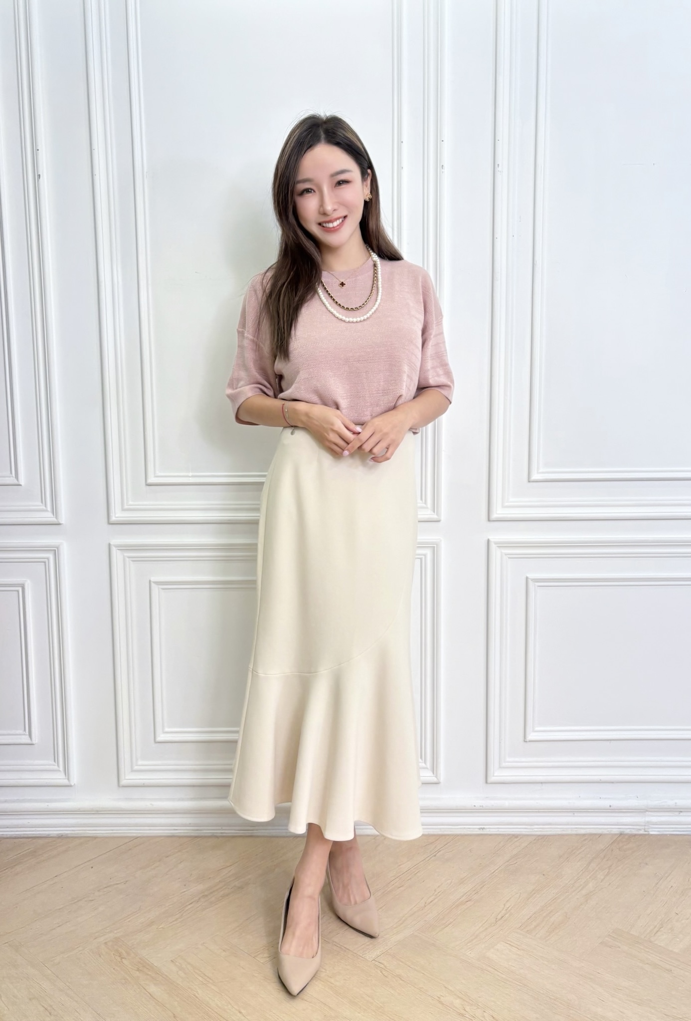 (日常優雅)斜側縫線魚尾裙