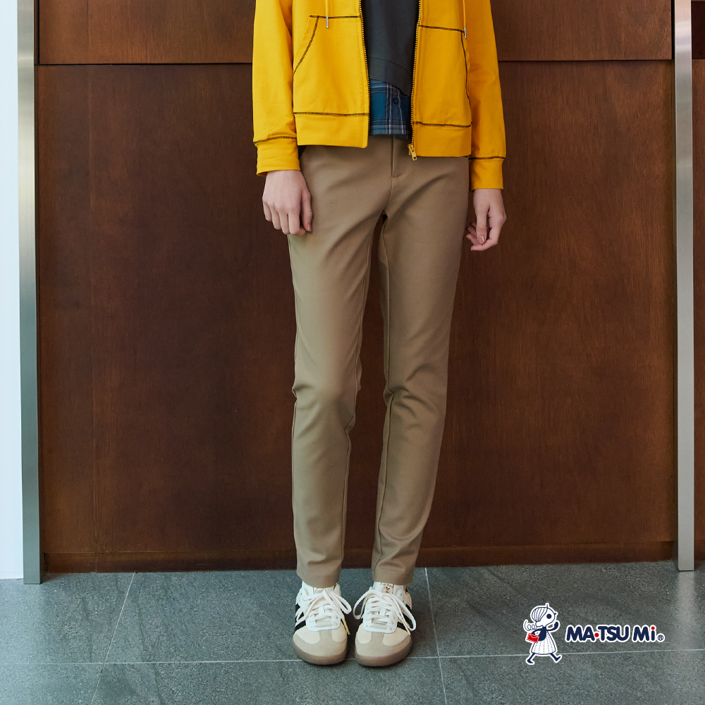 MA‧TSU Mi 學院風拼接格紋設計彈性縮口褲(卡.深藍)