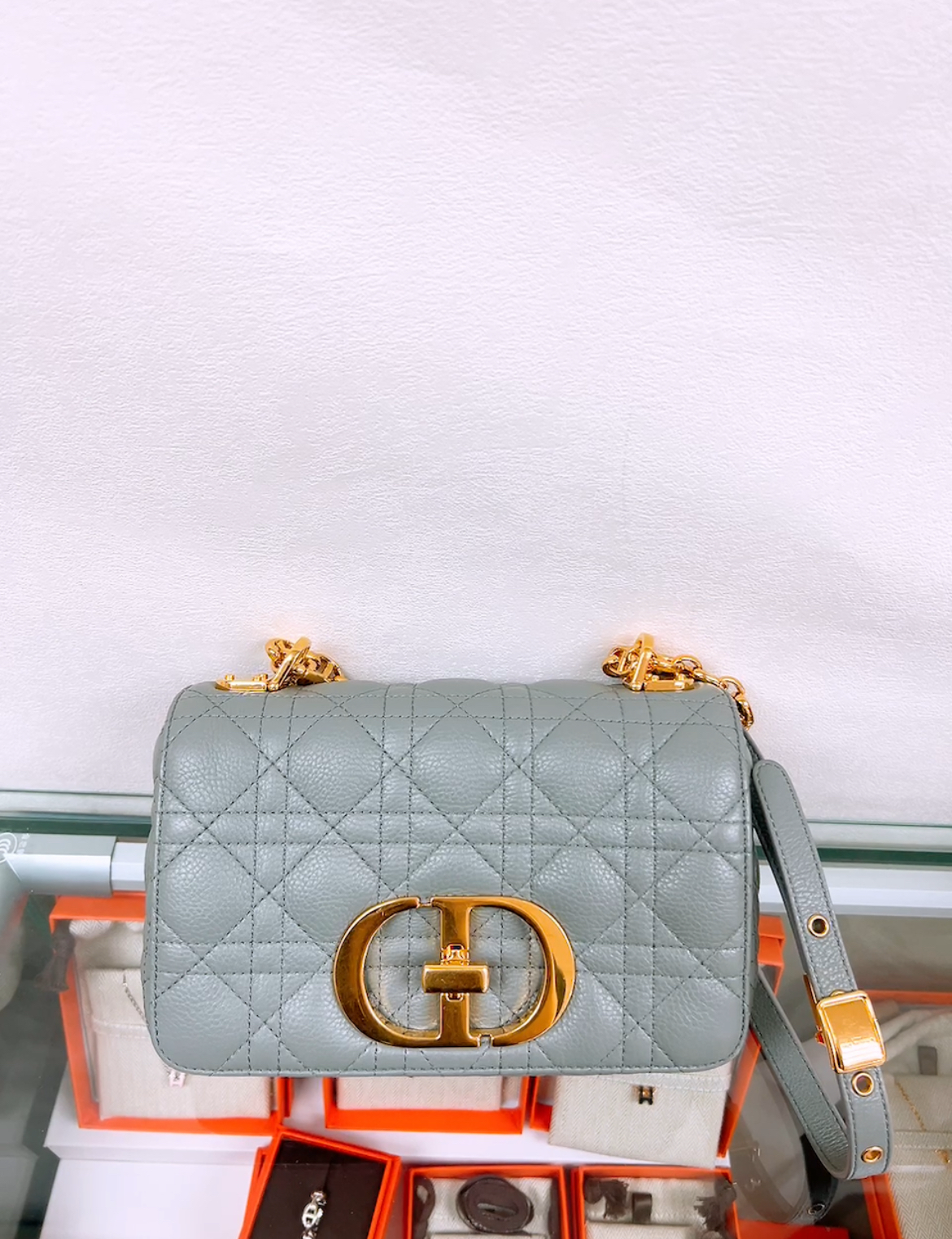 Dior caro small grey