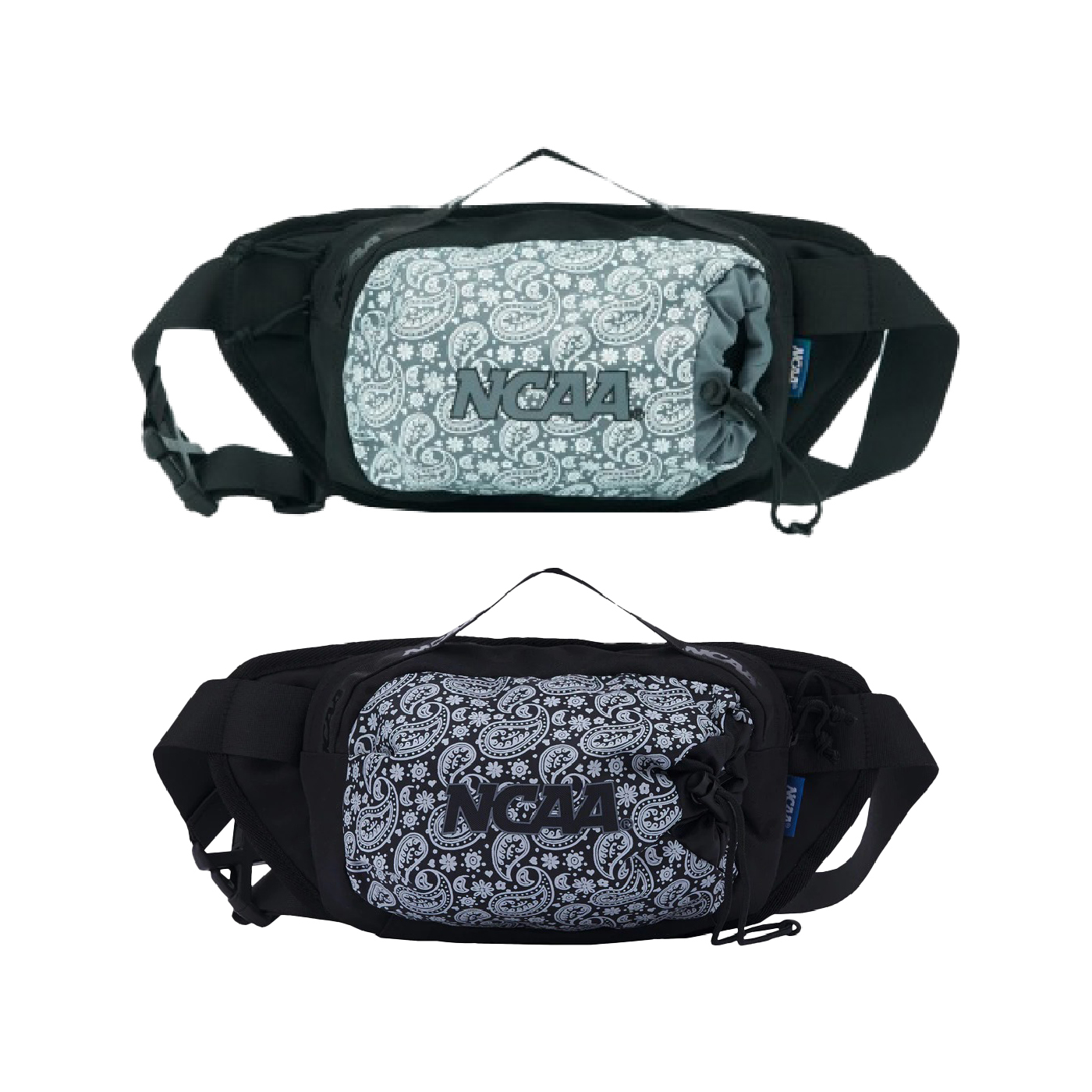 NCAA BAG 深灰色 淺灰色 變形蟲 縮口 拉鍊 胸包 腰包 側背包【73251708】